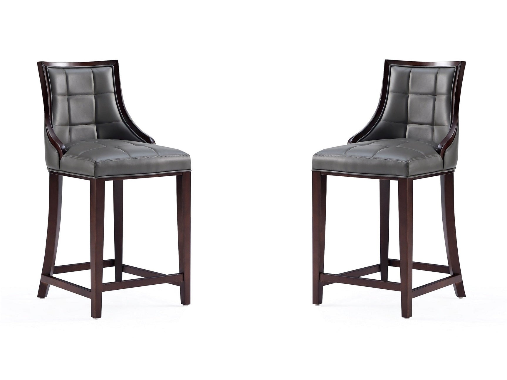 Fifth Avenue Faux Leather Counter Stool in Pebble Grey (set of 2) - Ornate Home