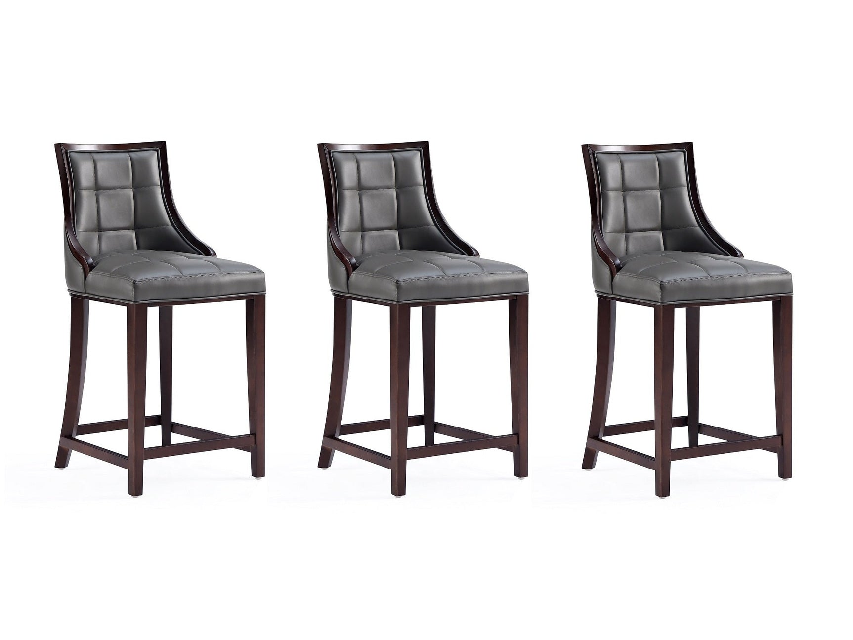 Fifth Avenue Faux Leather Counter Stool in Pebble Grey (set of 3) - Ornate Home
