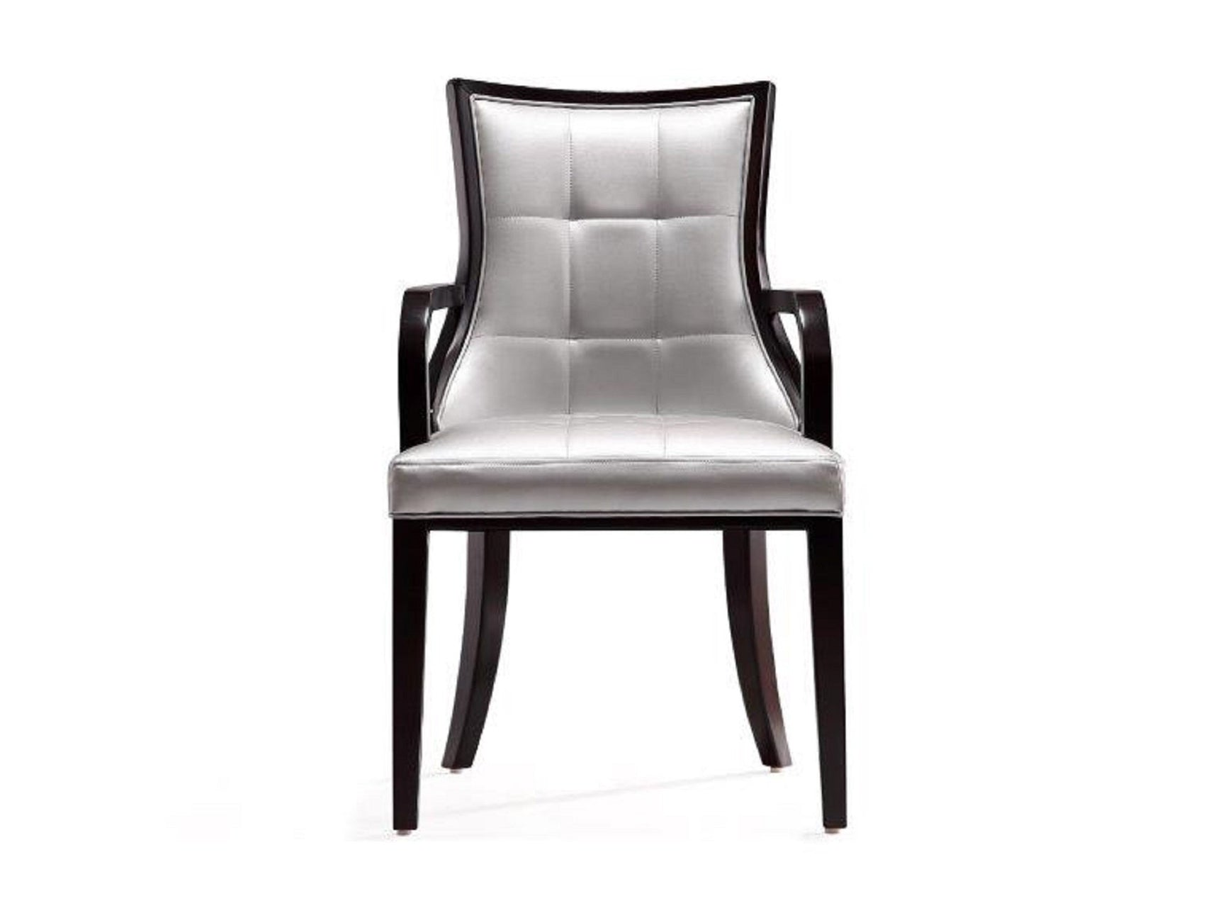 Fifth Avenue Faux Leather Dining Armchair in Silver and Walnut - Ornate Home