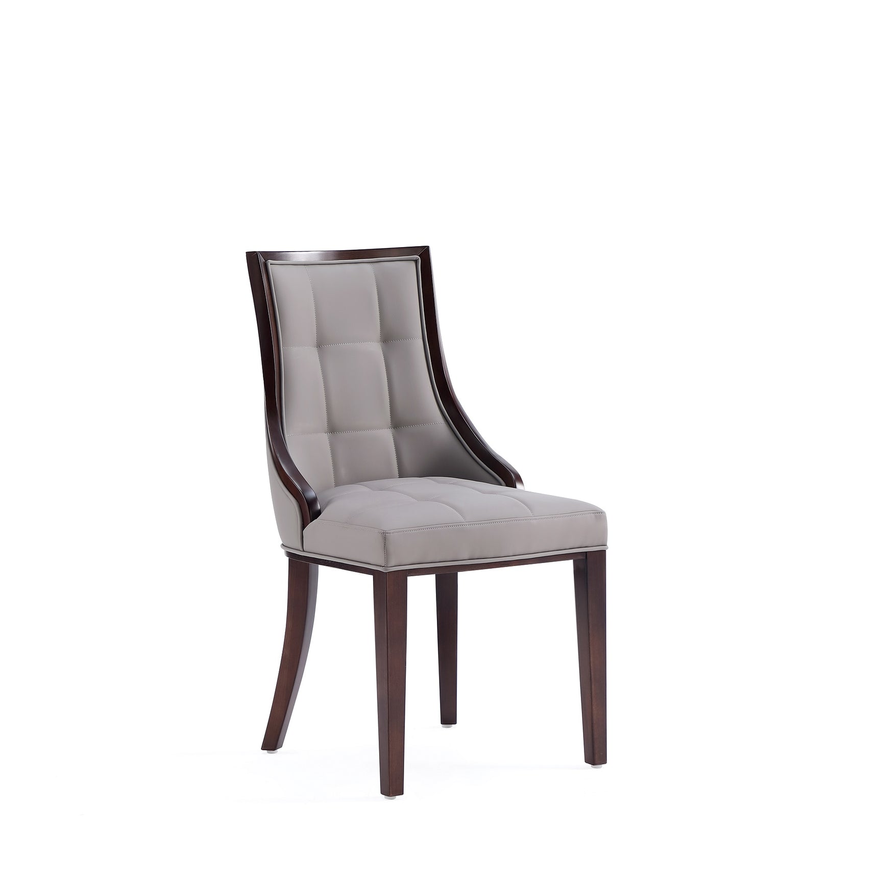 Fifth Avenue Faux Leather Dining Chair (Set of Two) in Grey and Walnut - Ornate Home