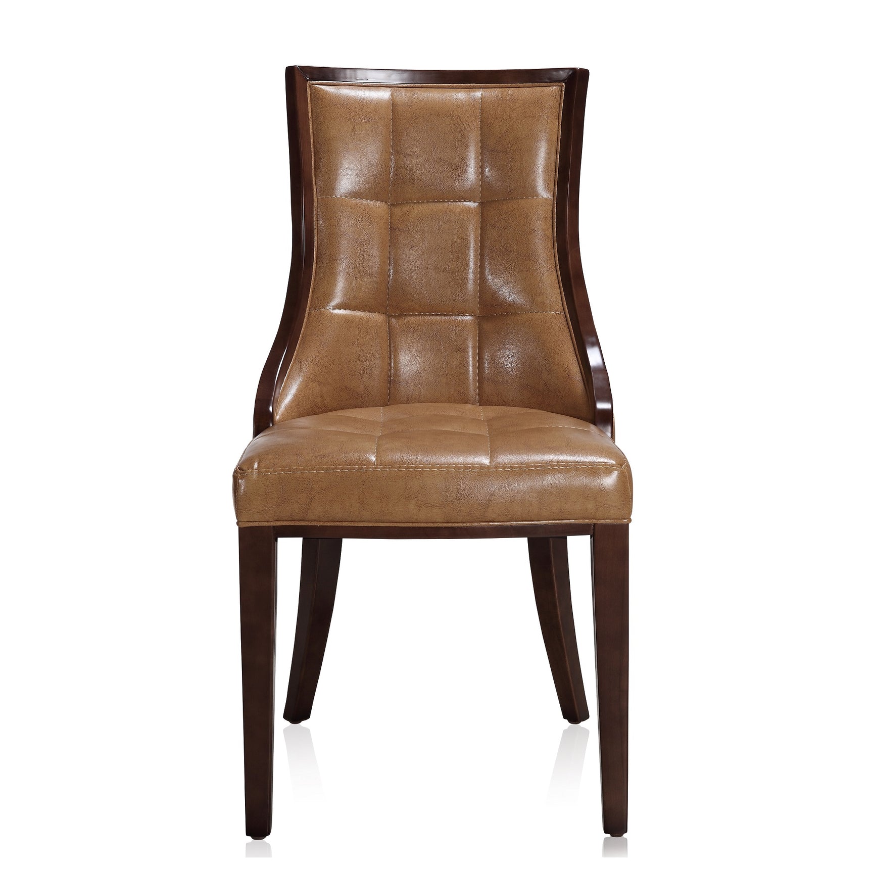 Fifth Avenue Faux Leather Dining Chair (Set of Two) in Saddle and Walnut - Ornate Home