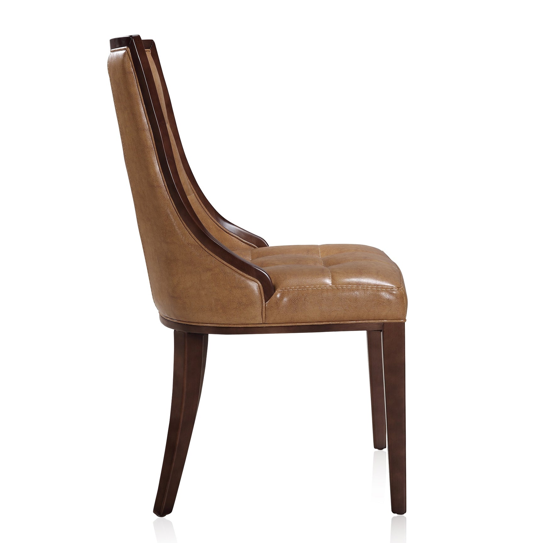 Fifth Avenue Faux Leather Dining Chair (Set of Two) in Saddle and Walnut - Ornate Home