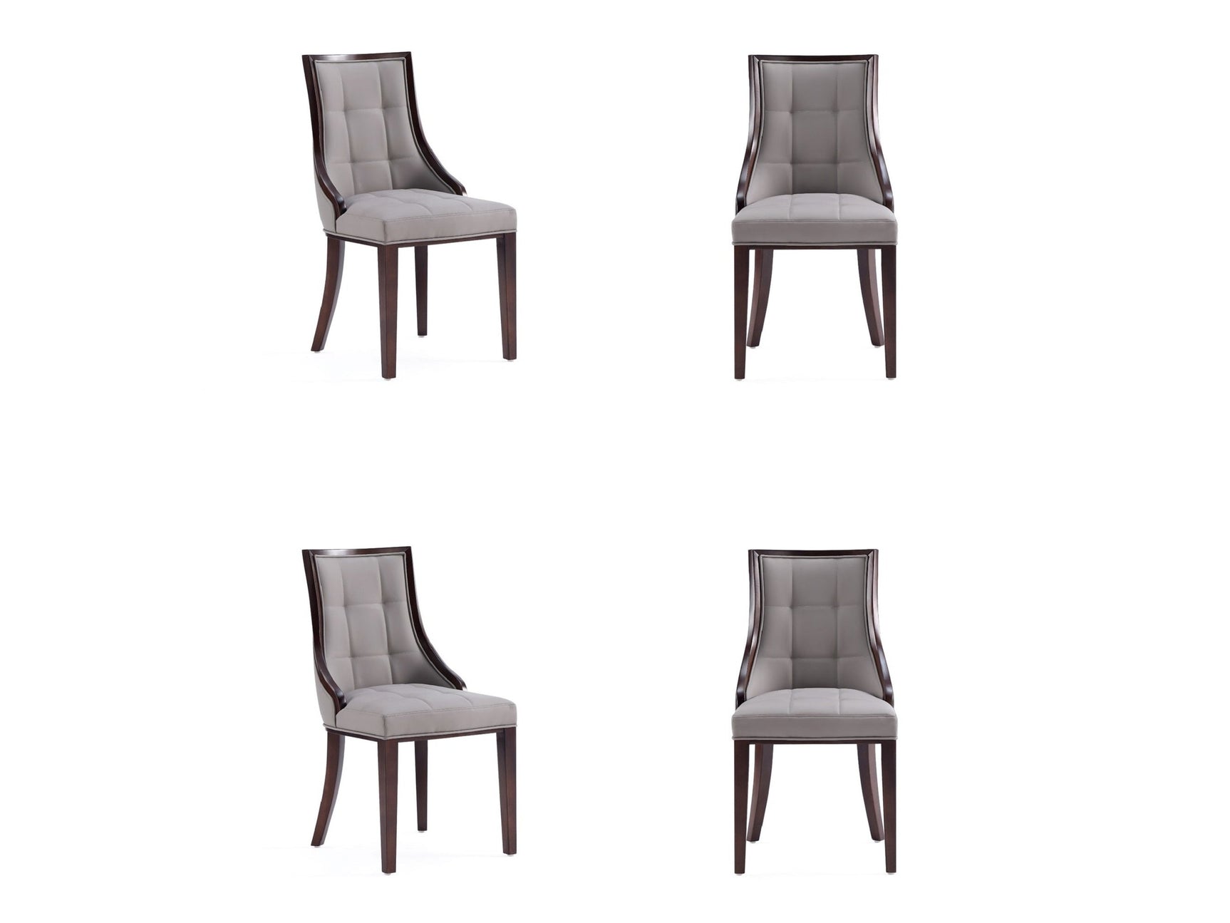 Fifth Avenue Faux Leather Dining Chair in Grey and Walnut (set of 4) - Ornate Home