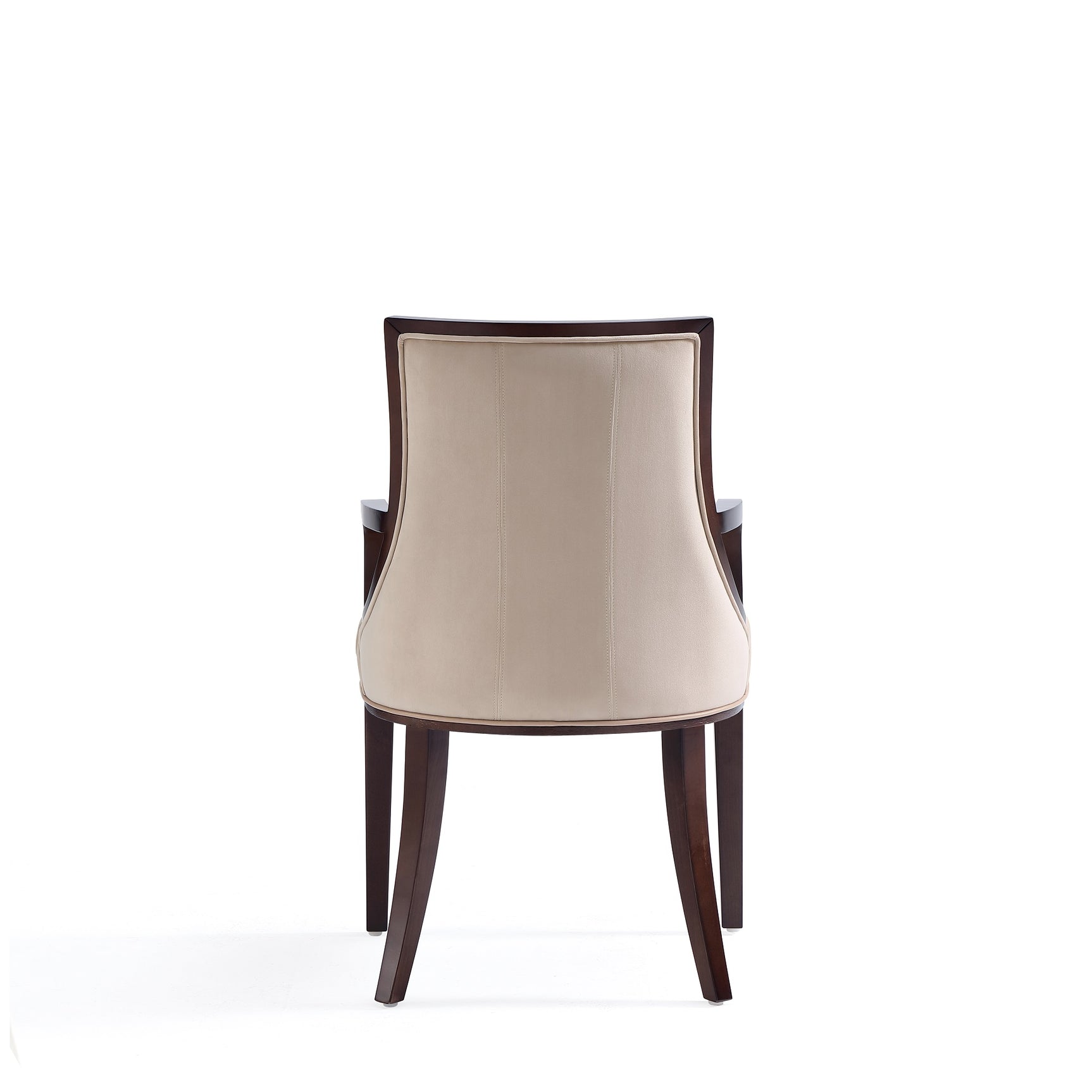 Fifth Avenue Faux Leather and Velvet Dining Armchair in Tan and Walnut - Ornate Home