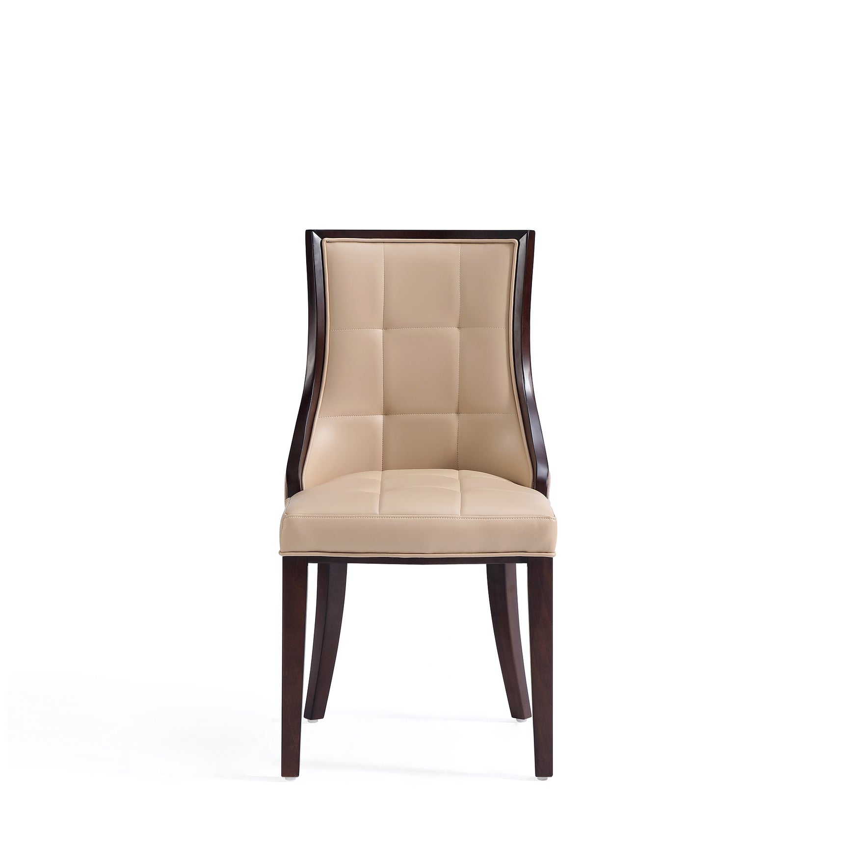 Fifth Avenue Faux Leather and Velvet Dining Chair (Set of Two) in Tan and Walnut - Ornate Home