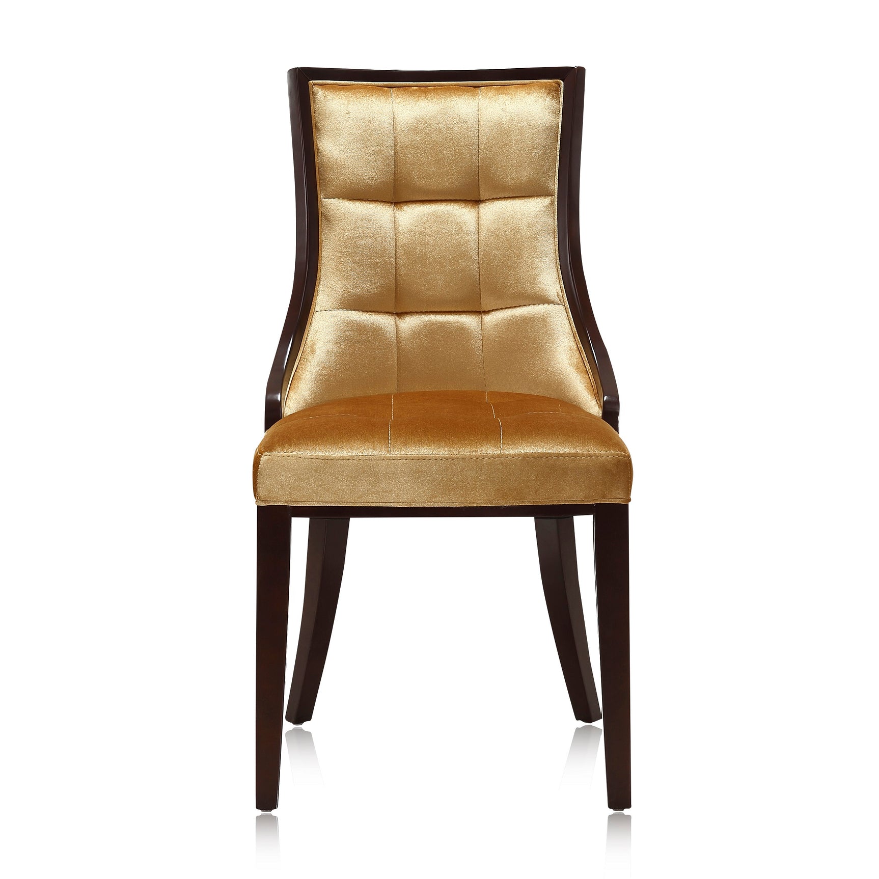 Fifth Avenue Velvet Dining Chair (Set of Two) in Antique Gold and Walnut - Ornate Home