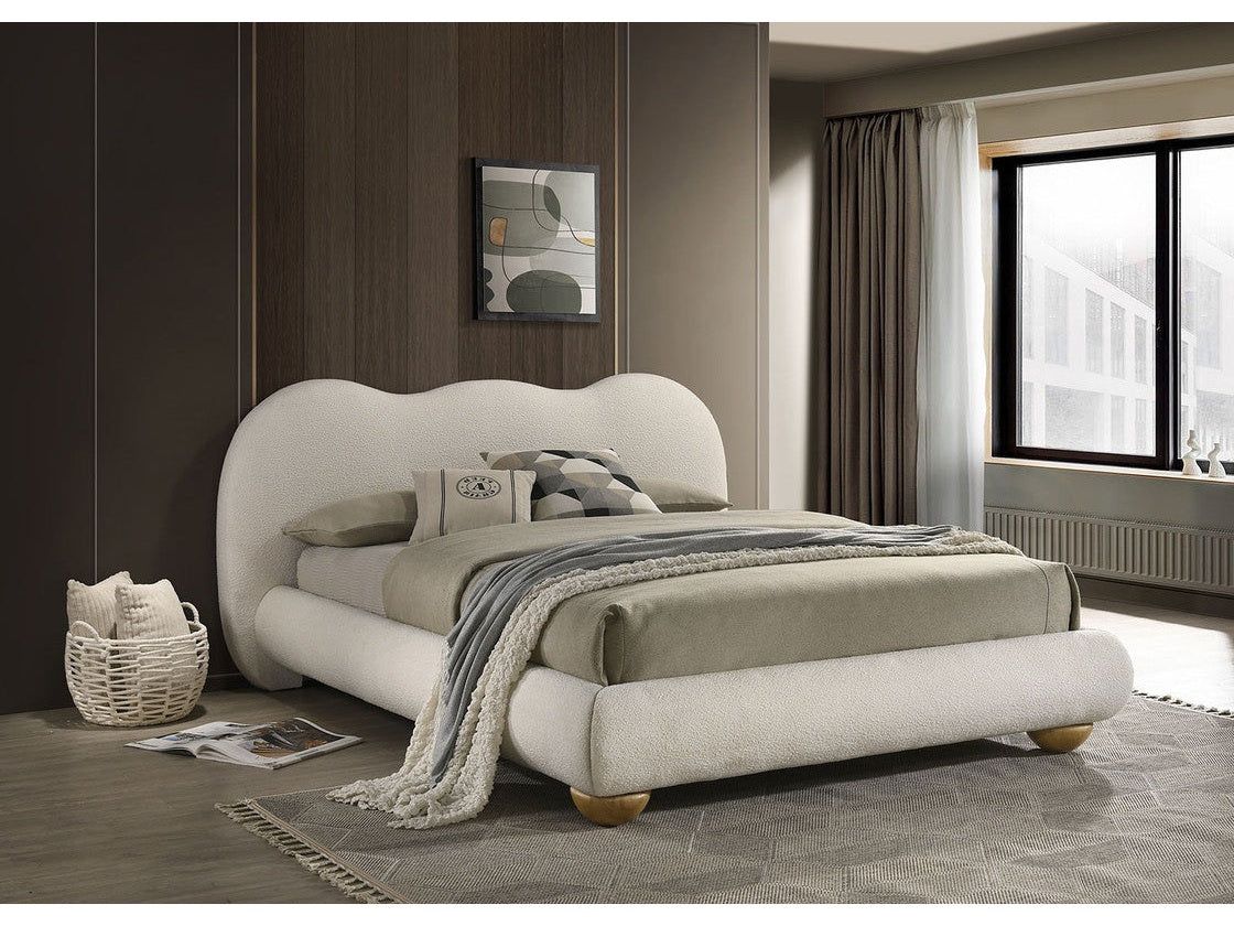 Finamore White/Natural Oak Queen Bed - Ornate Home