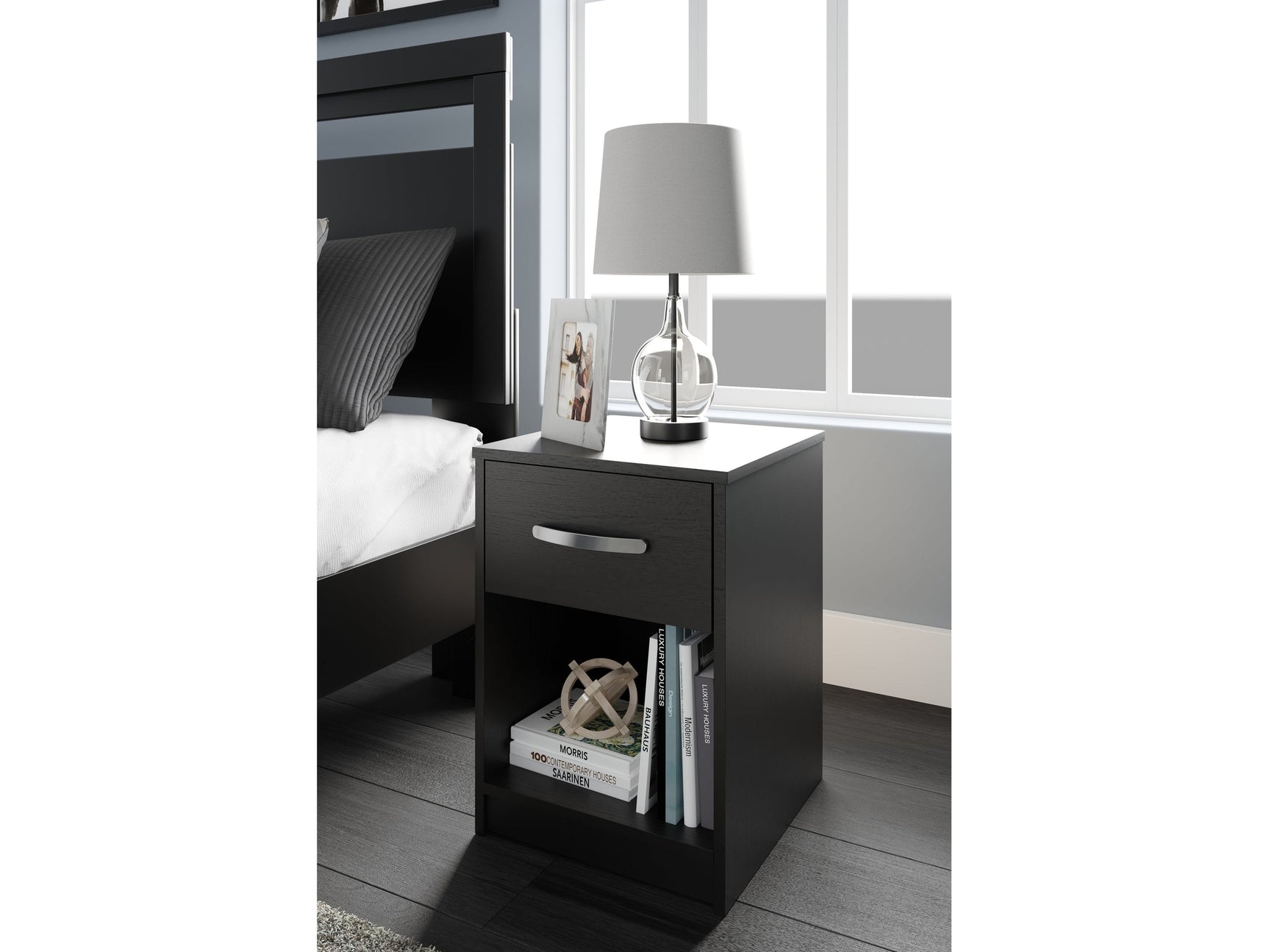 Finch Black Nightstand (Online Special Price) - Ornate Home