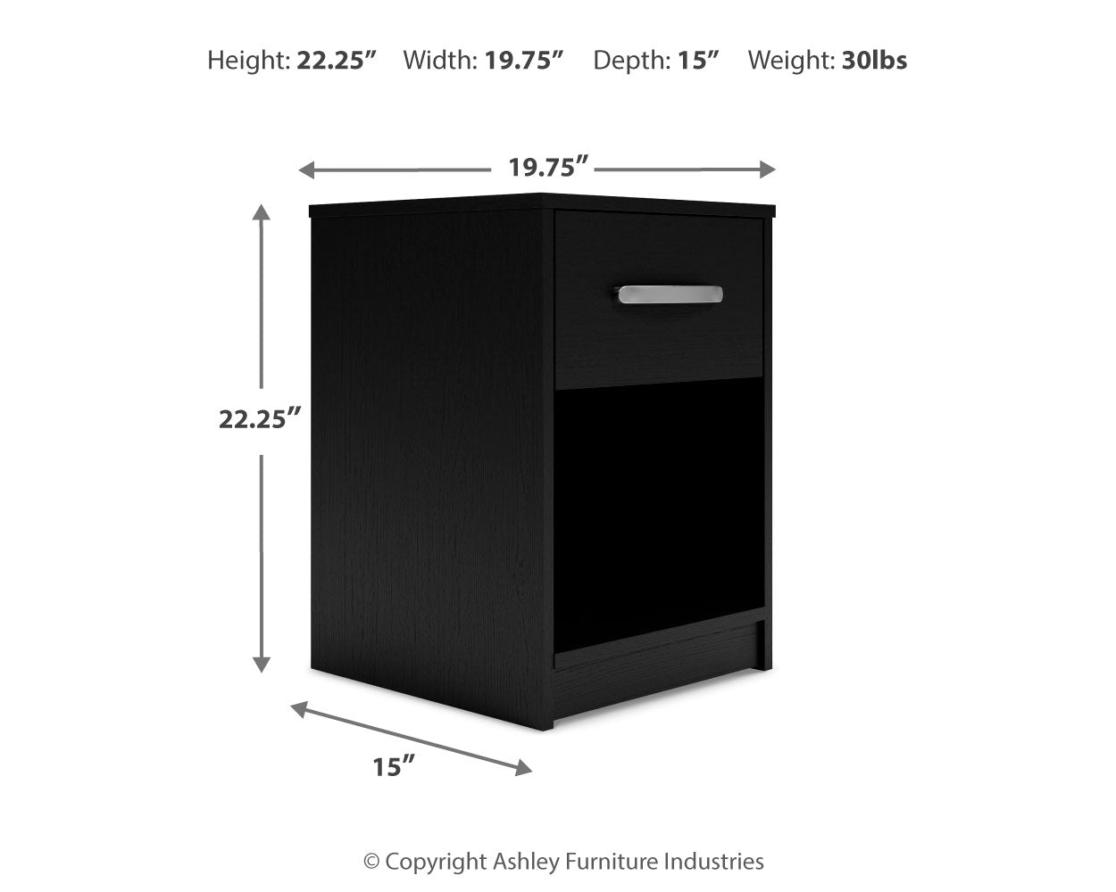 Finch Black Nightstand (Online Special Price) - Ornate Home
