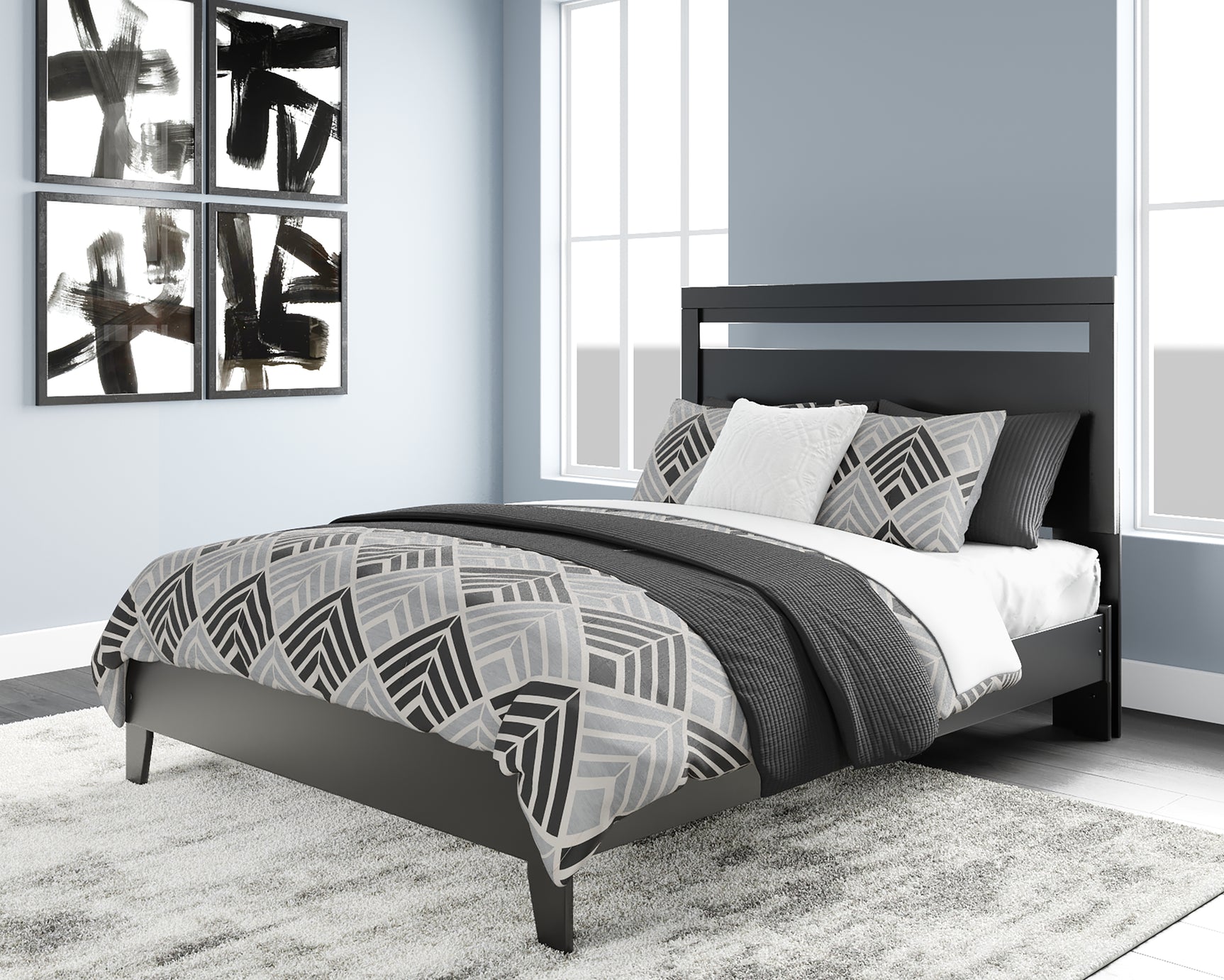 Finch Black Queen Panel Platform Bed (Online Special Price) - Ornate Home