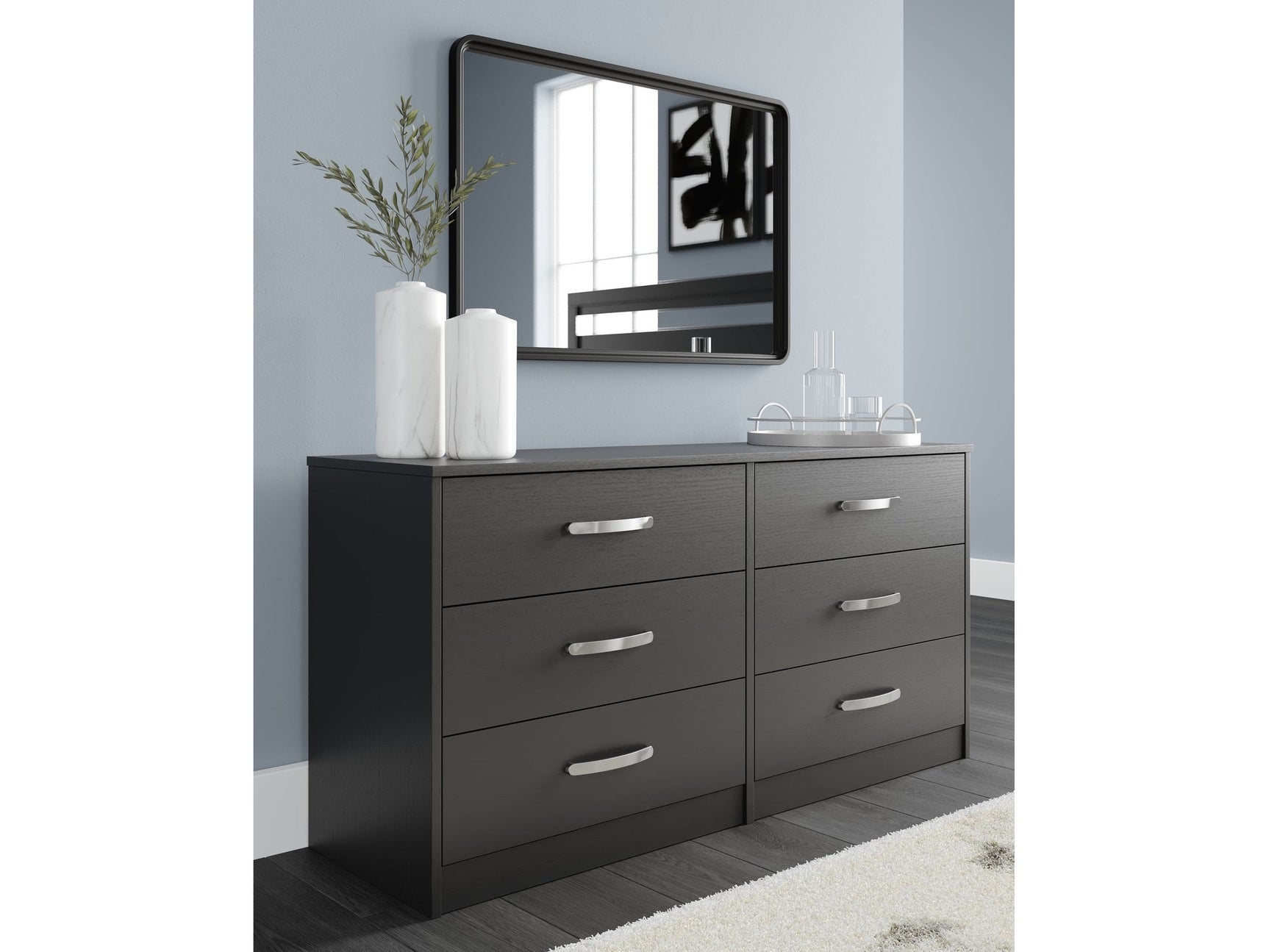 Finch Black Six Drawer Dresser - Ornate Home