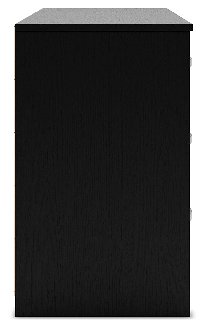 Finch Black Six Drawer Wide Dresser - Ornate Home