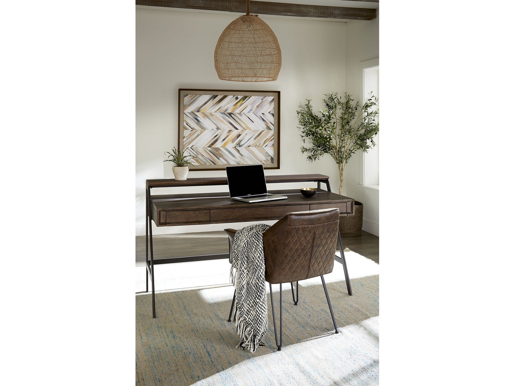 Finch Wood and Metal Secretary Desk in Buckwheat and Antique Bronze - Ornate Home