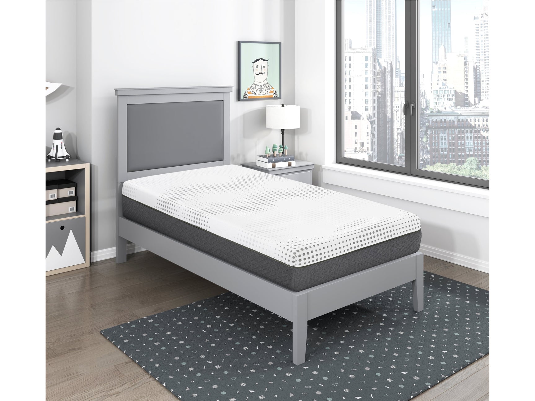 Findlay White 12" Twin Green Tea Gel-Infused Memory Foam Hybrid Mattress - Ornate Home