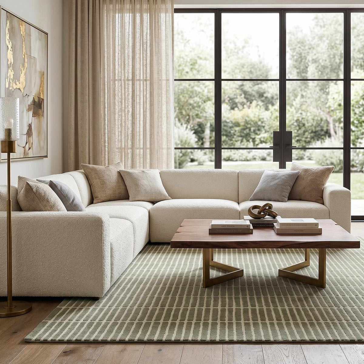 Finial Olive Wool Area Rug - Ornate Home