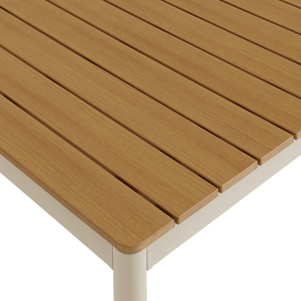 Finn Natural 71" Outdoor Patio Aluminum Dining Table with Faux Wood Top - Ornate Home