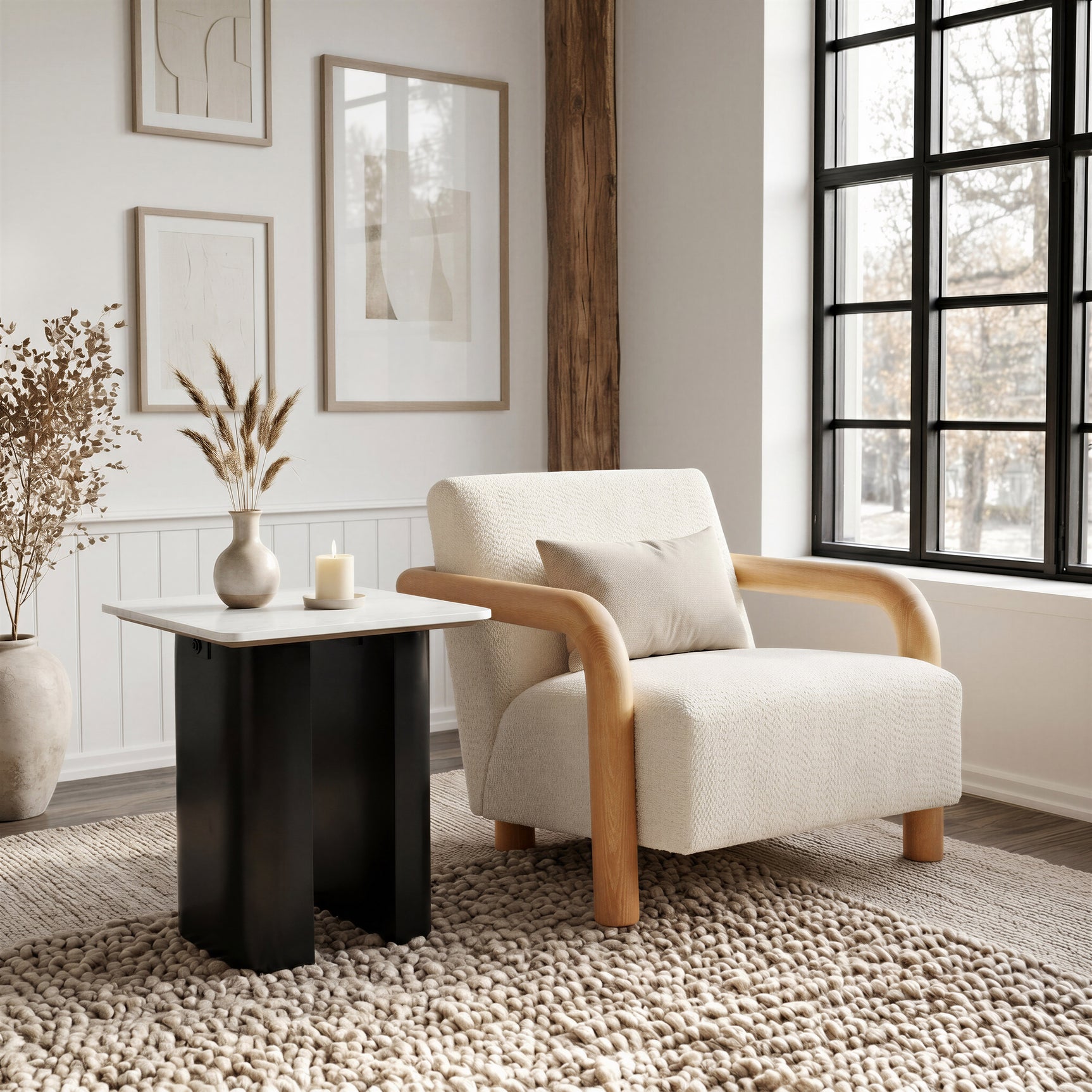 Fiora White & Black Side Table - Ornate Home