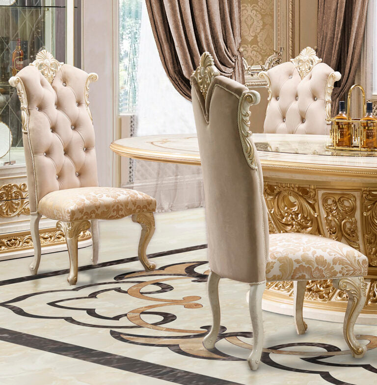 Fiori di Milano Ivory/Gold Chair / HD-C903 - Ornate Home