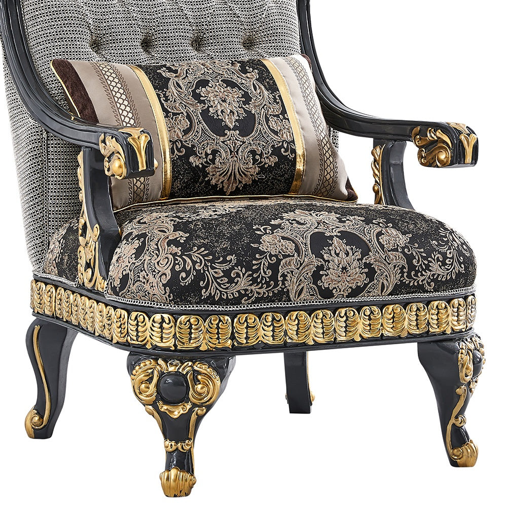 Firenze Eleganza Black/Grey 3-Pc Living Room Set / HD-9013 - Ornate Home