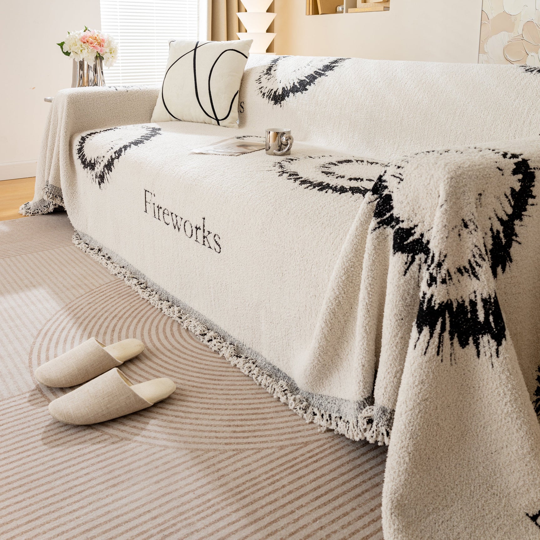 Fireworks Reversible Couch Cover Blankets Furniture Covers Washable Sectional Couch Covers - Ornate Home