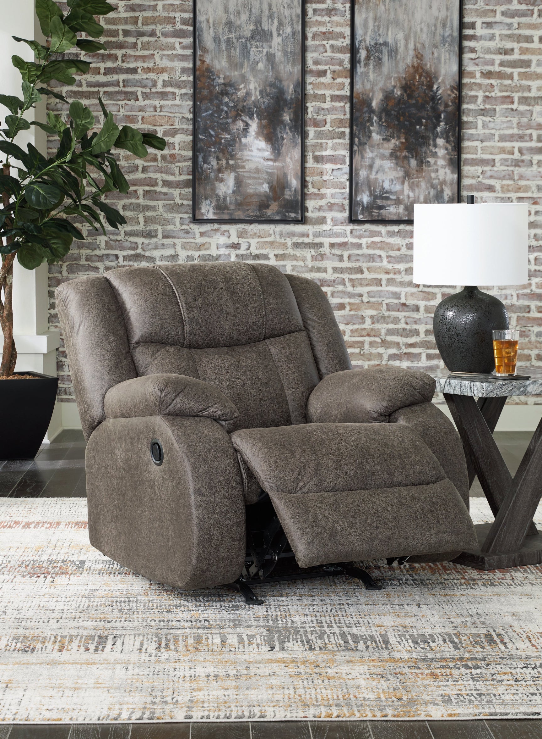 First Base Gunmetal Recliner - Ornate Home