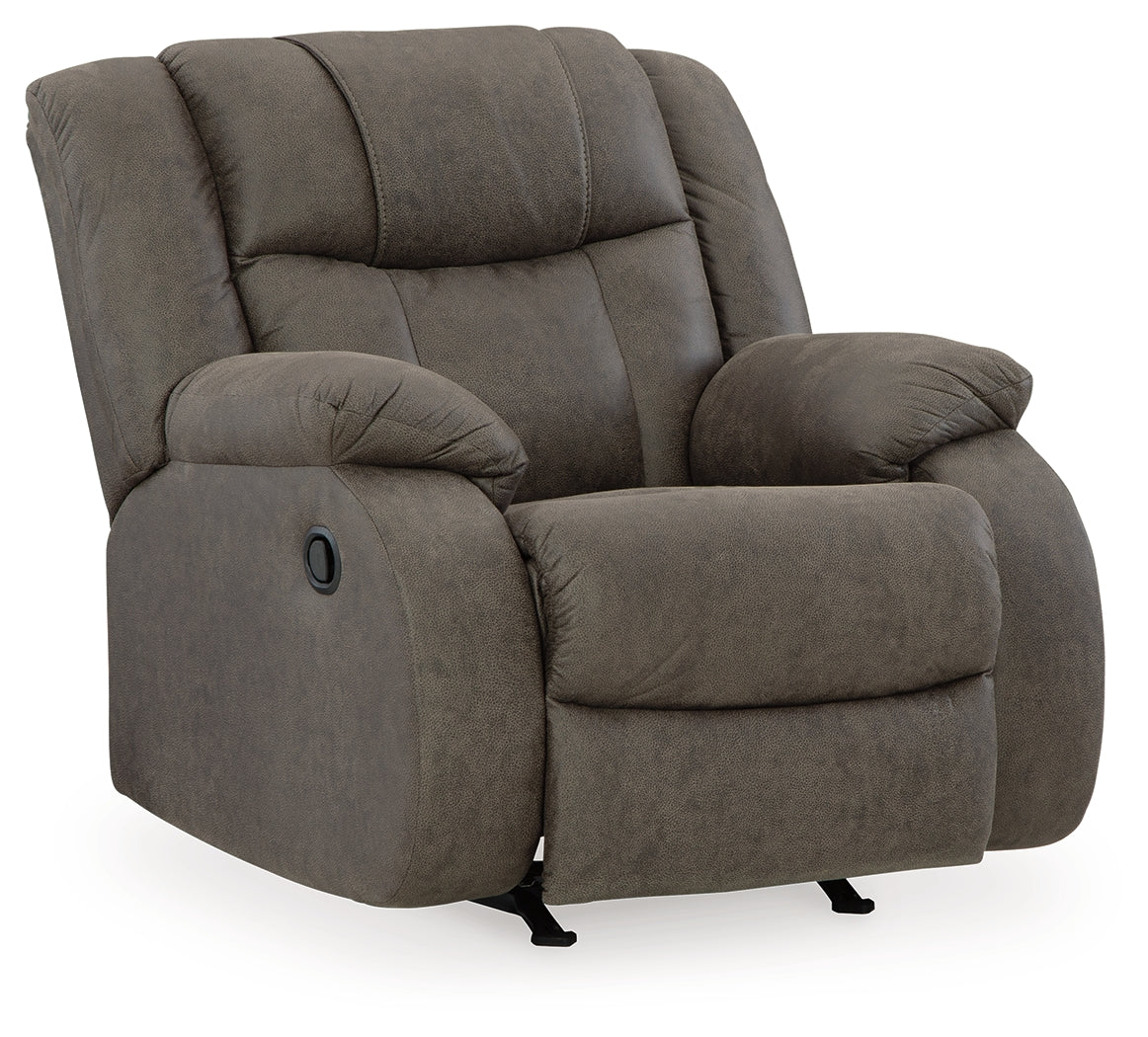 First Base Gunmetal Reclining Loveseat and Recliner - Ornate Home
