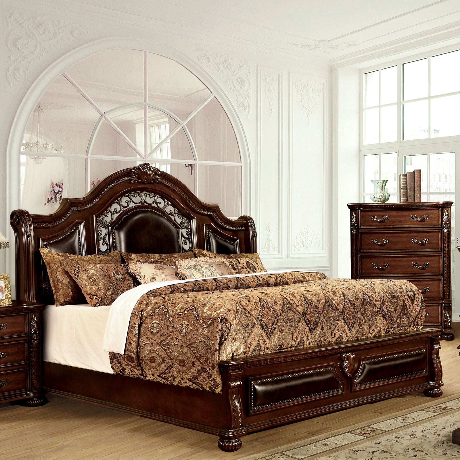 Flandreau Brown Cherry/Espresso 5 Pc. Queen Bedroom Set w/ Chest - Ornate Home
