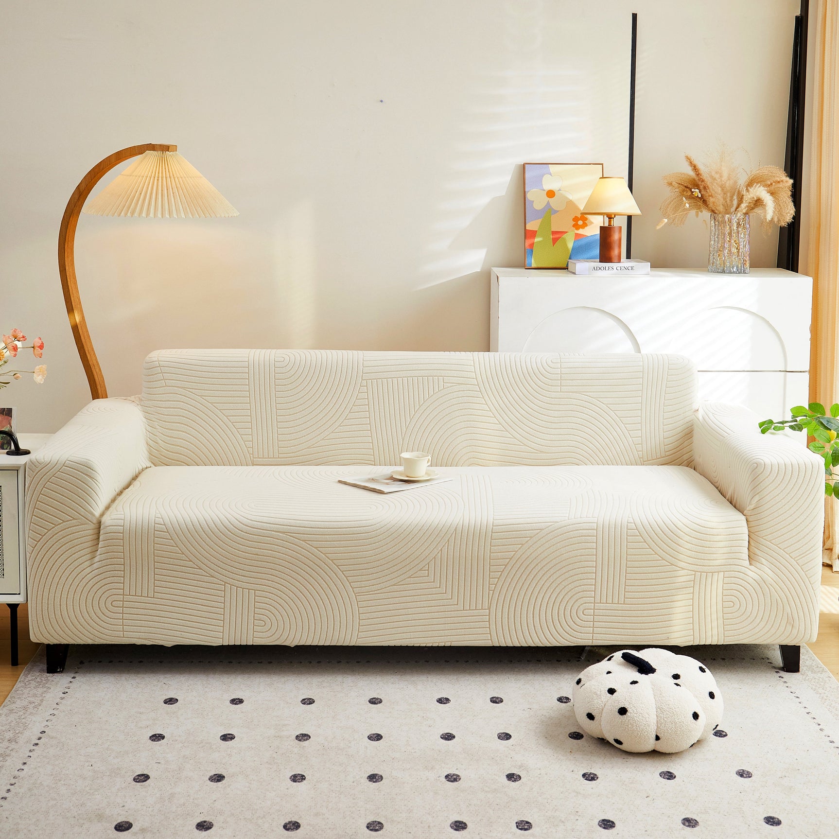 Fleece Stretch Sofa Slipcover Washable Soft Spandex Couch Cover Furniture Protector - Ornate Home