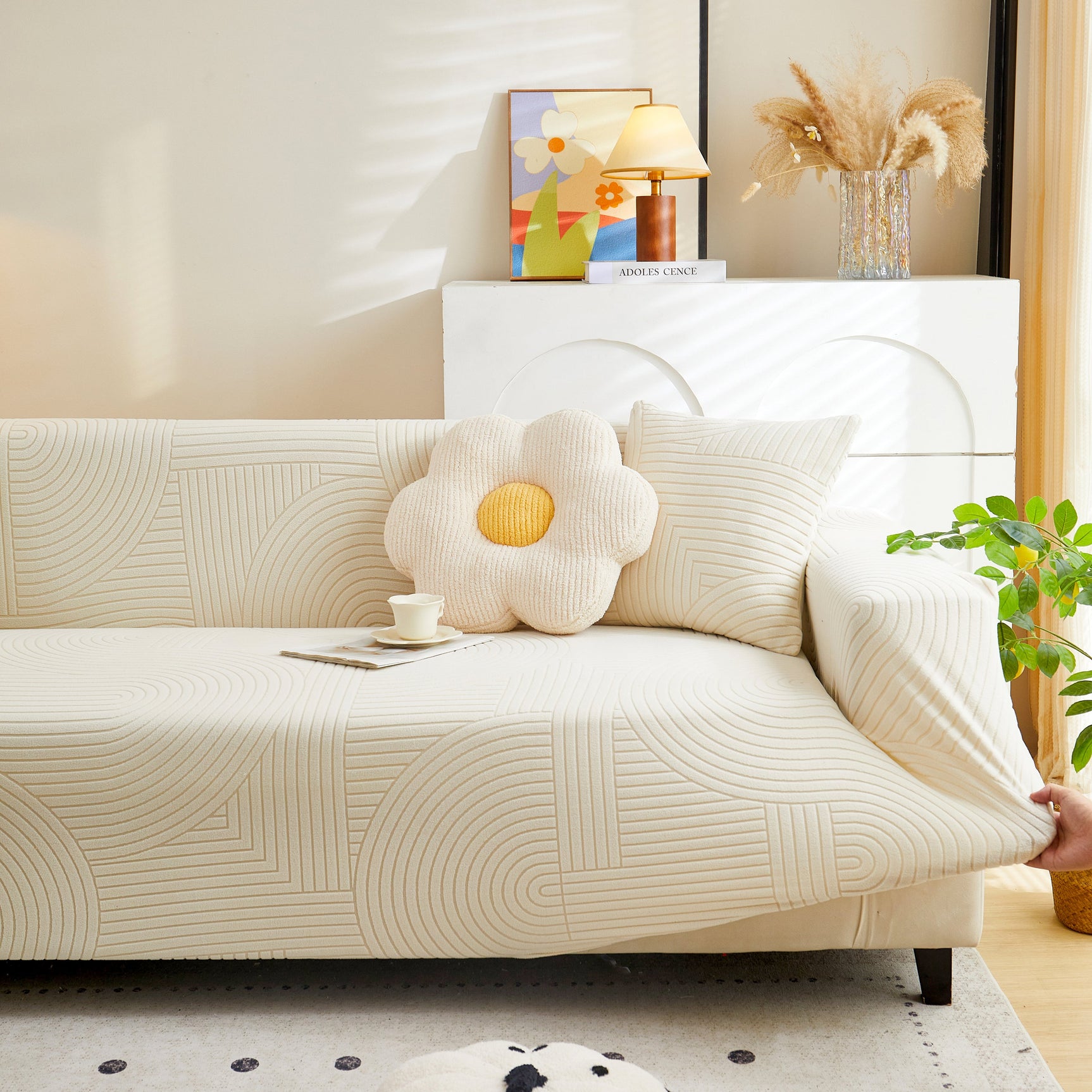 Fleece Stretch Sofa Slipcover Washable Soft Spandex Couch Cover Furniture Protector - Ornate Home