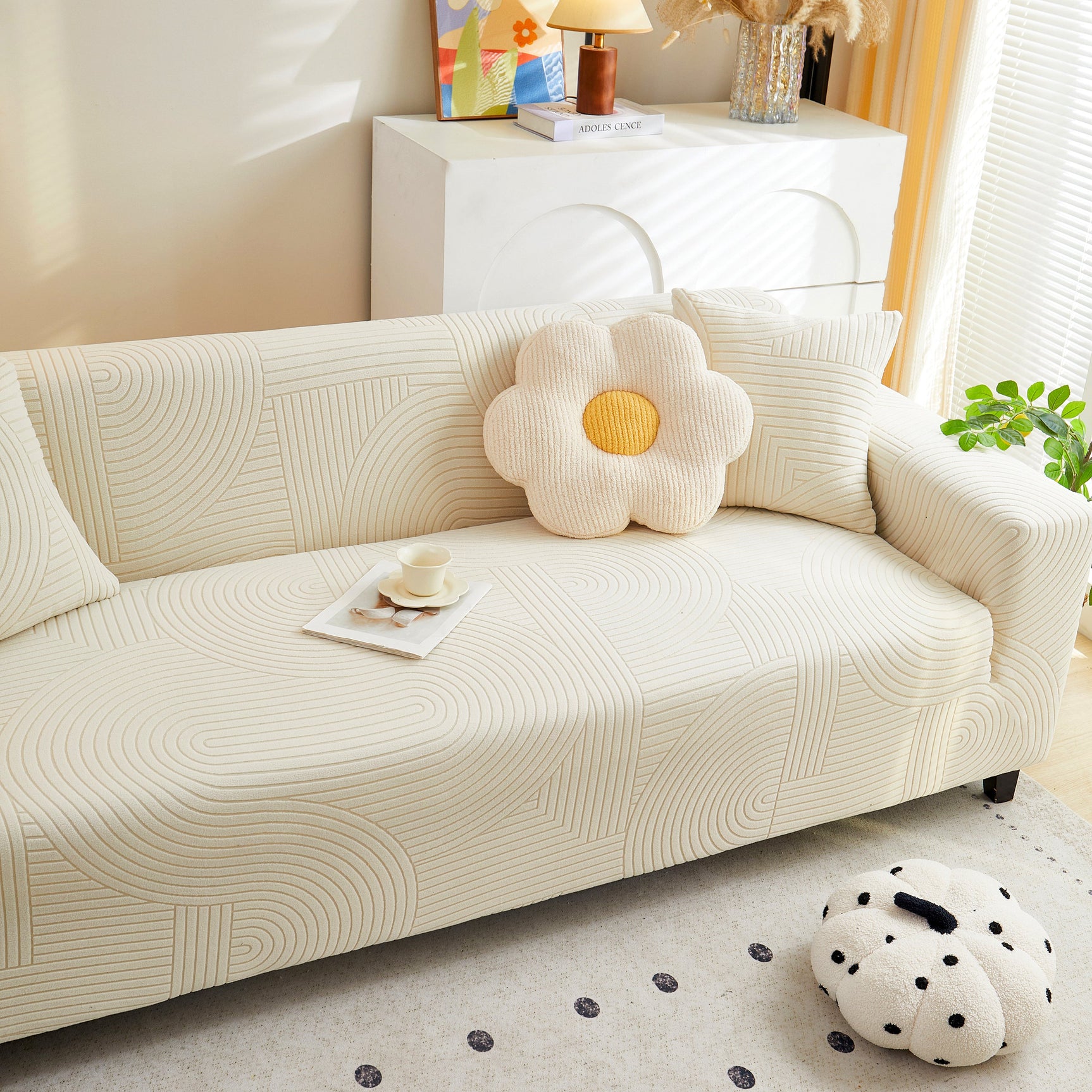 Fleece Stretch Sofa Slipcover Washable Soft Spandex Couch Cover Furniture Protector - Ornate Home