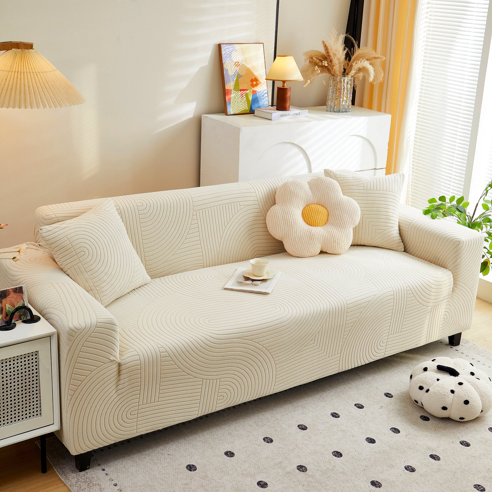 Fleece Stretch Sofa Slipcover Washable Soft Spandex Couch Cover Furniture Protector - Ornate Home