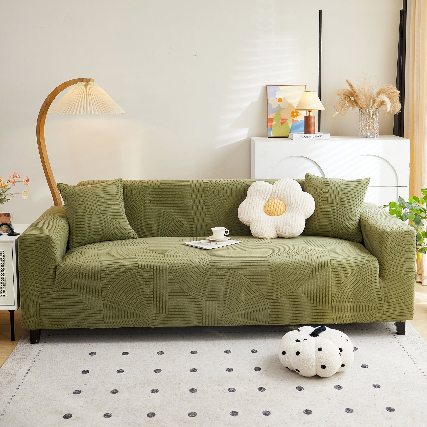 Fleece Stretch Sofa Slipcover Washable Soft Spandex Couch Cover Furniture Protector - Ornate Home
