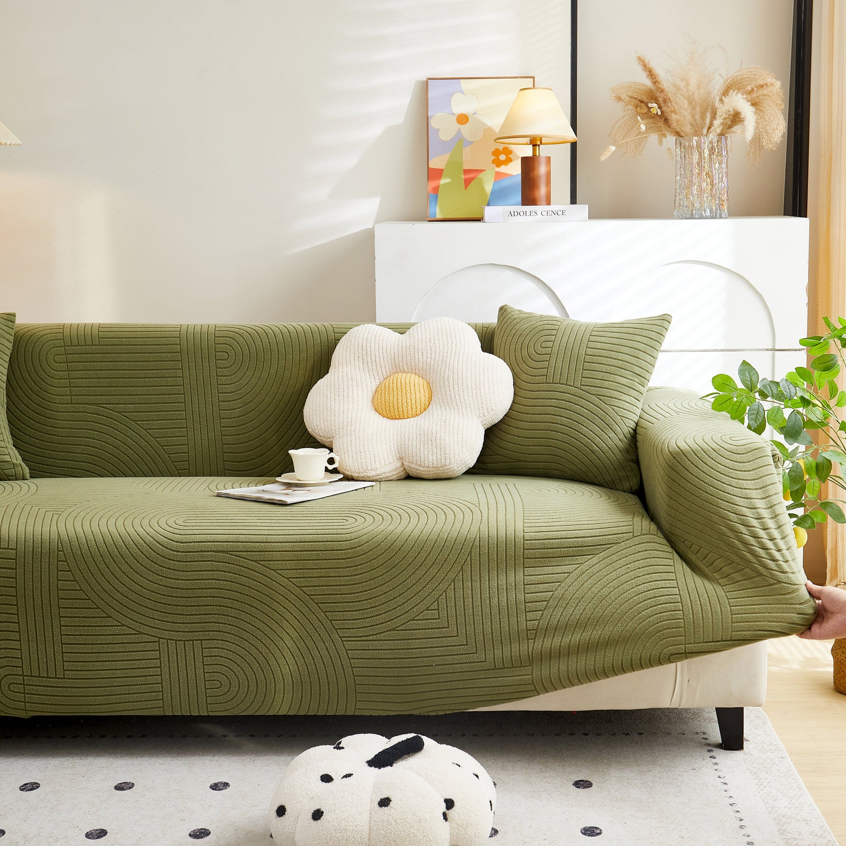 Fleece Stretch Sofa Slipcover Washable Soft Spandex Couch Cover Furniture Protector - Ornate Home