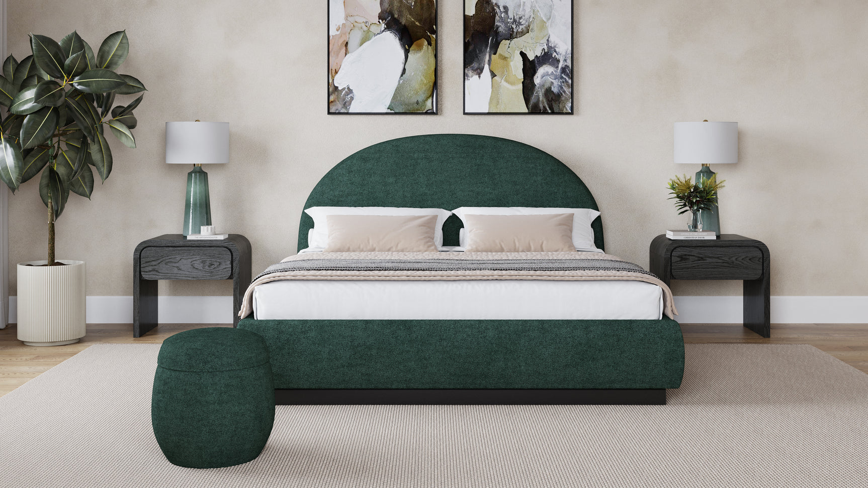 Flex California King Upholstered Bed in Emerald Chenille - Ornate Home