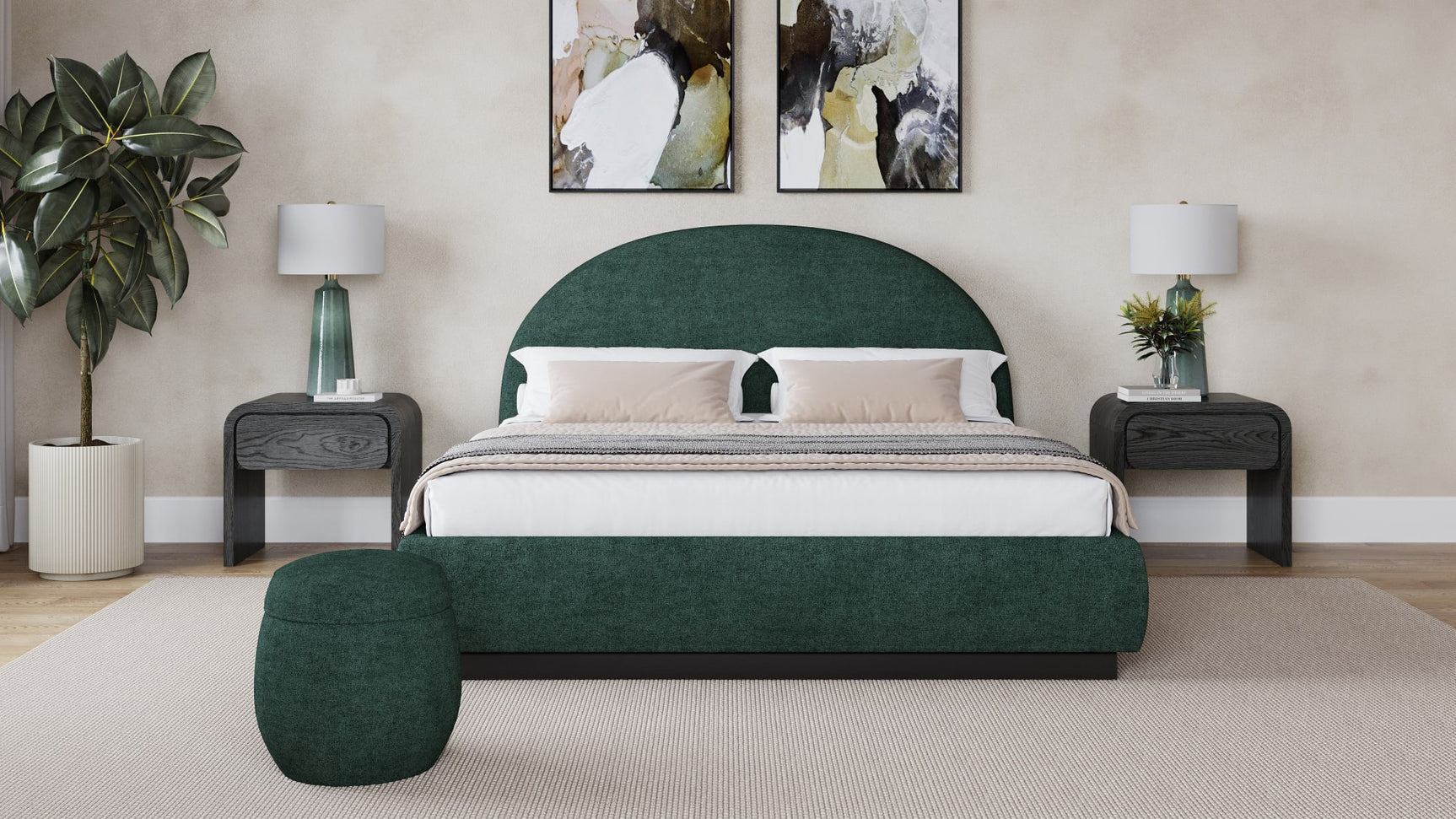 Flex Emerald Chenille Full Upholstered Bed