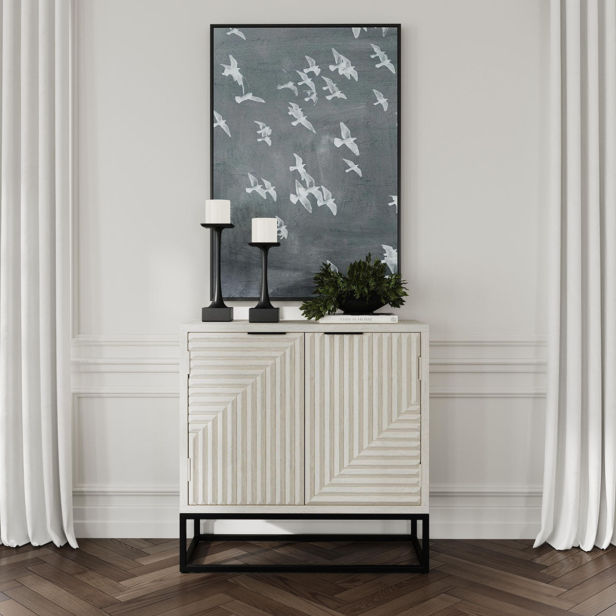 Flint Coastal White 2 Door Cabinet - Ornate Home