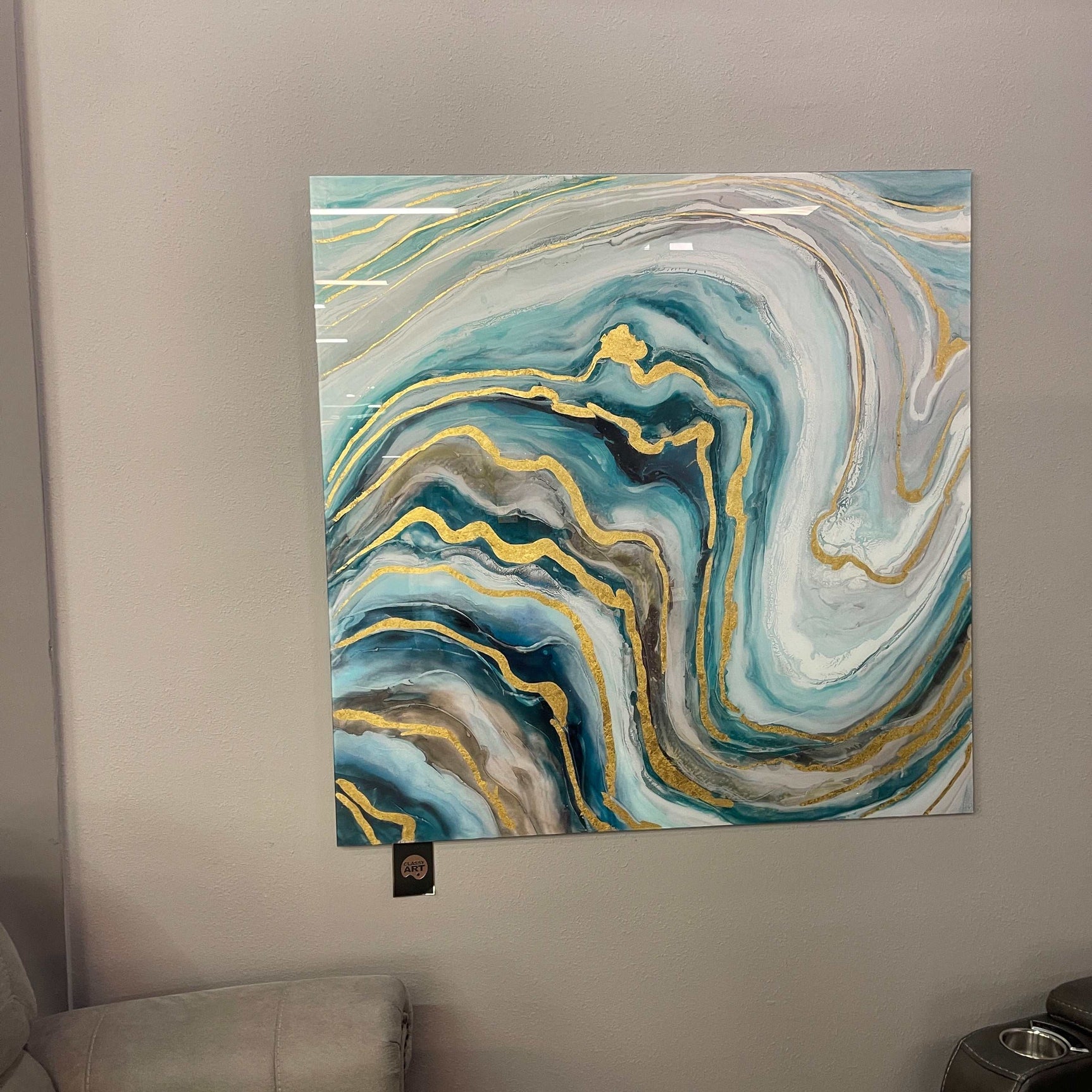 Floating VI Tempered Glass w / Foil Wall Art - Ornate Home