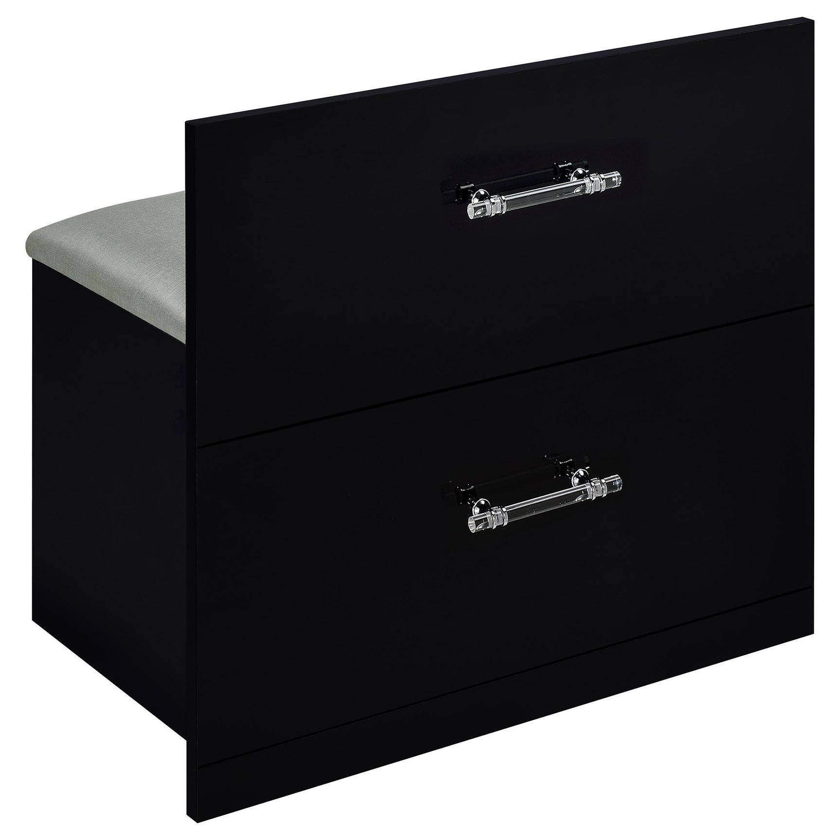 Flora Black High Gloss 2-drawer Vanity Set with LED Mirror - Ornate Home