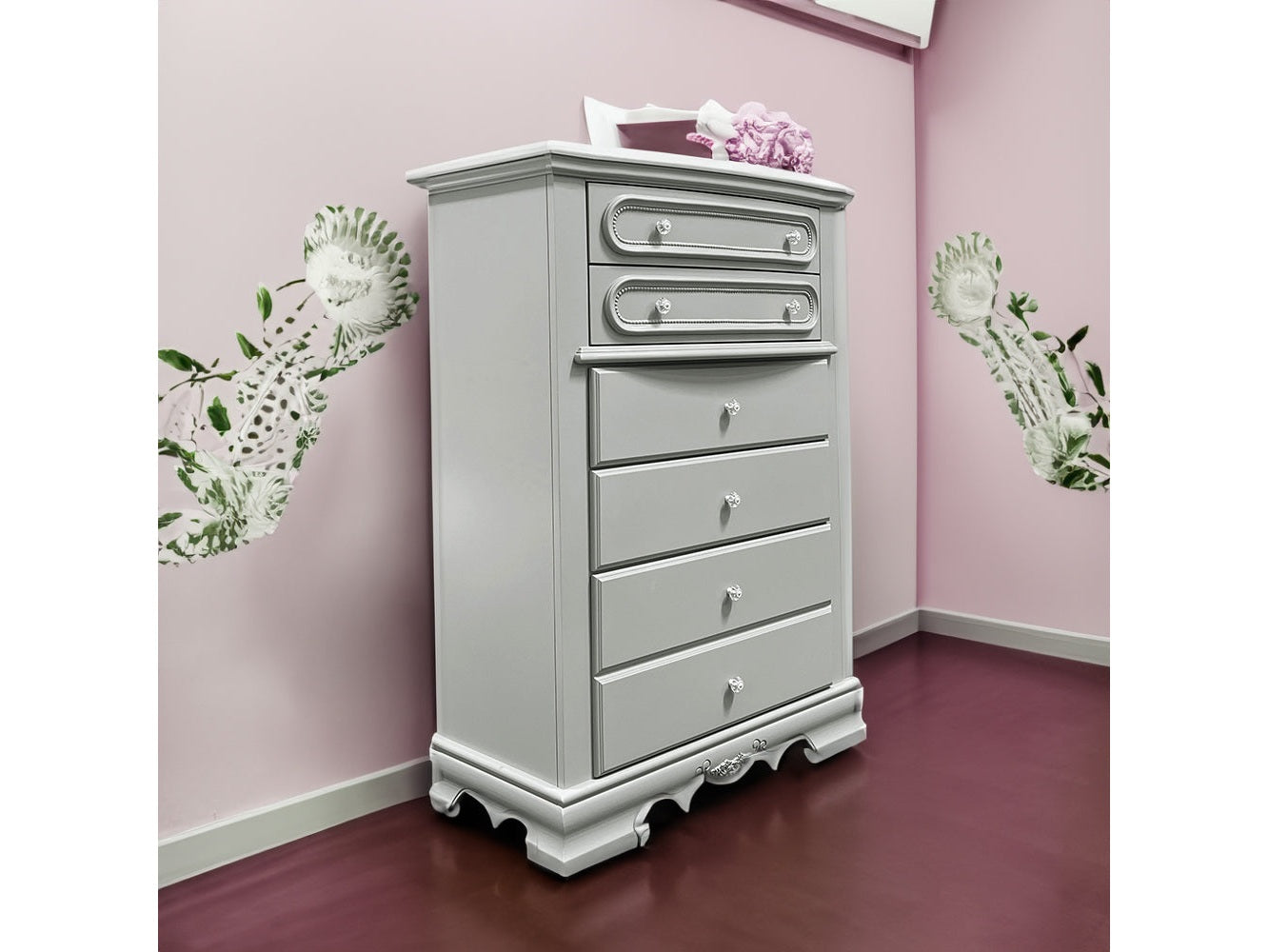 Flora Gray Chest - Ornate Home