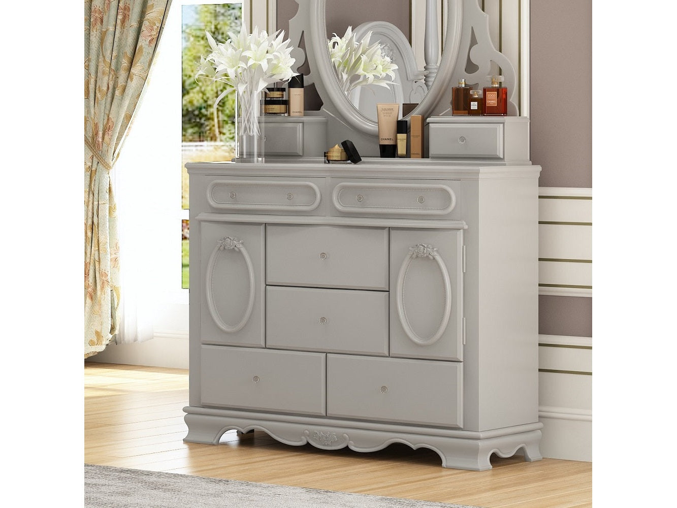 Flora Gray Dresser - Ornate Home