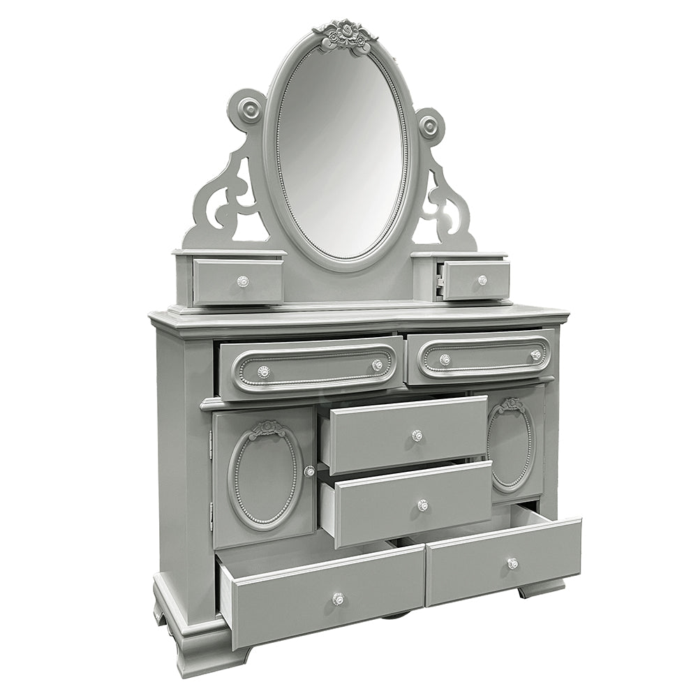 Flora Gray Mirror W/Jewlery - Ornate Home