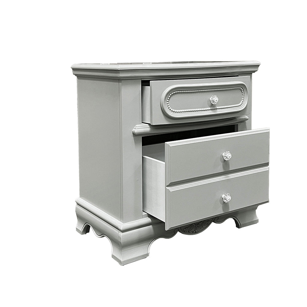 Flora Gray Nightstand - Ornate Home