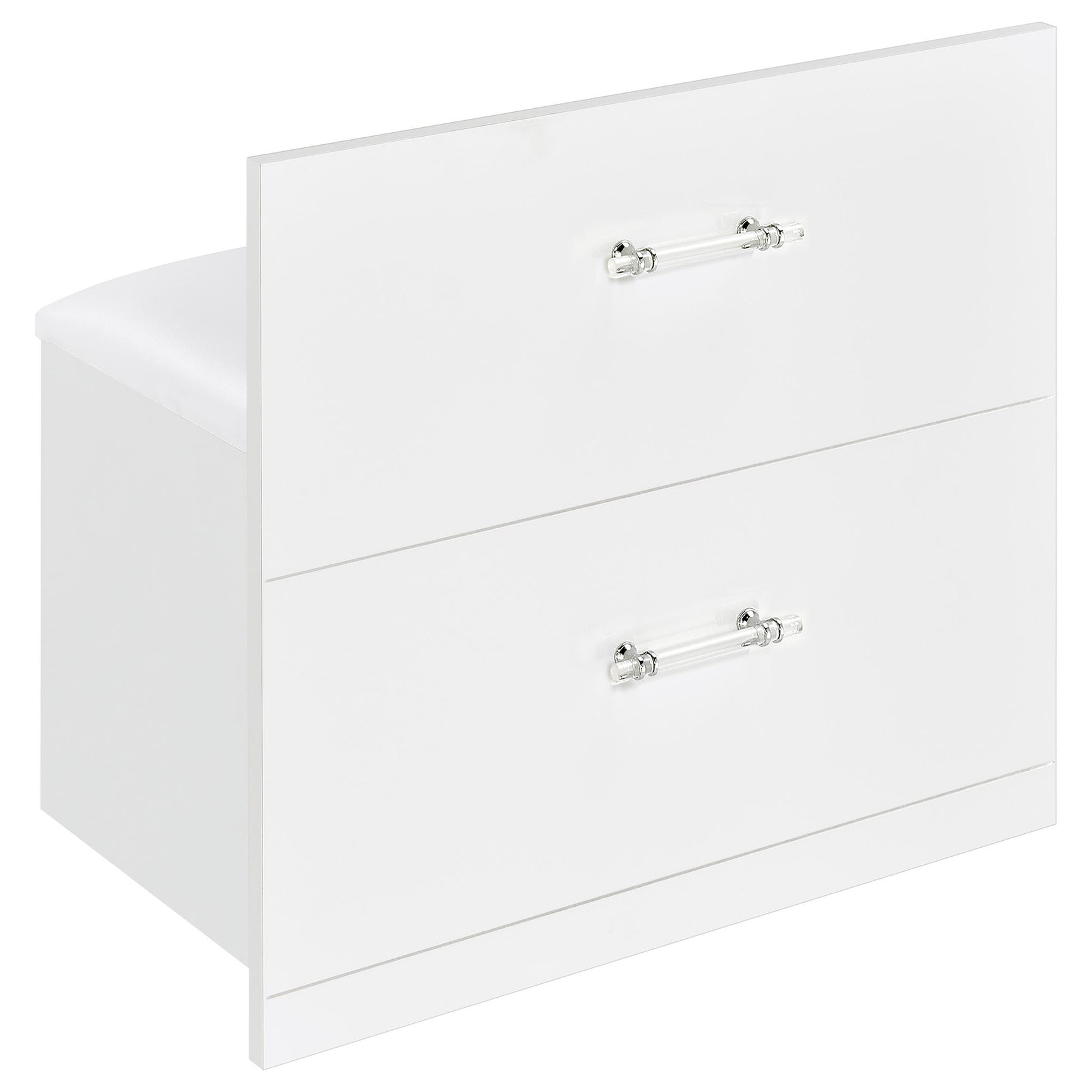Flora White High Gloss 2-drawer Vanity Set with LED Mirror - Ornate Home