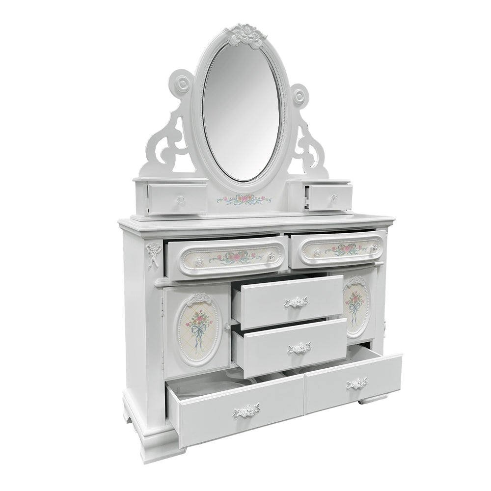 Flora White Jewelry Mirror - Ornate Home