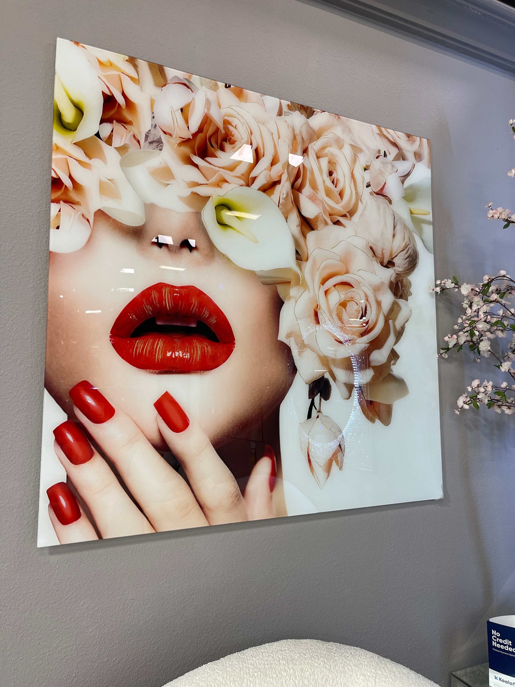 Floral Faces Tempered Glass w / Foil Wall Art - Ornate Home