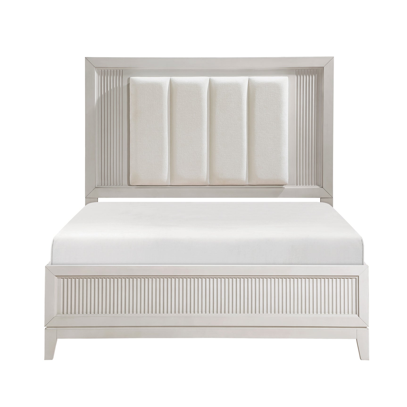 Florence Antique White/Ivory 4-Piece Queen Bedroom Set - Ornate Home