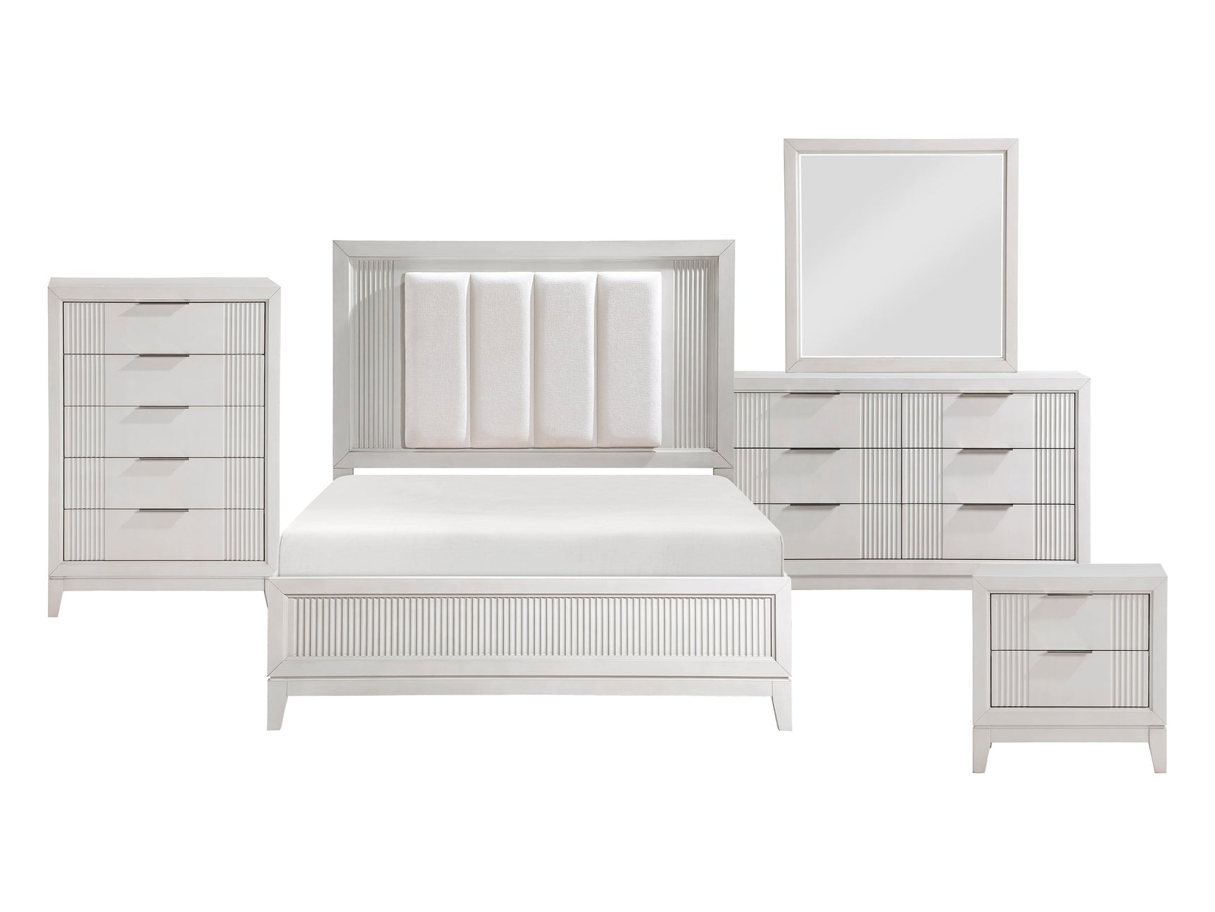 Florence Antique White/Ivory 5-Piece Queen Bedroom Set - Ornate Home