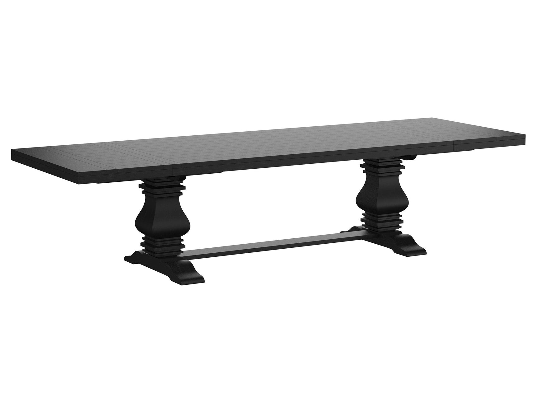 Florence Distressed Black Rectangular Dining Room Table w/ 16" Leaf - Ornate Home