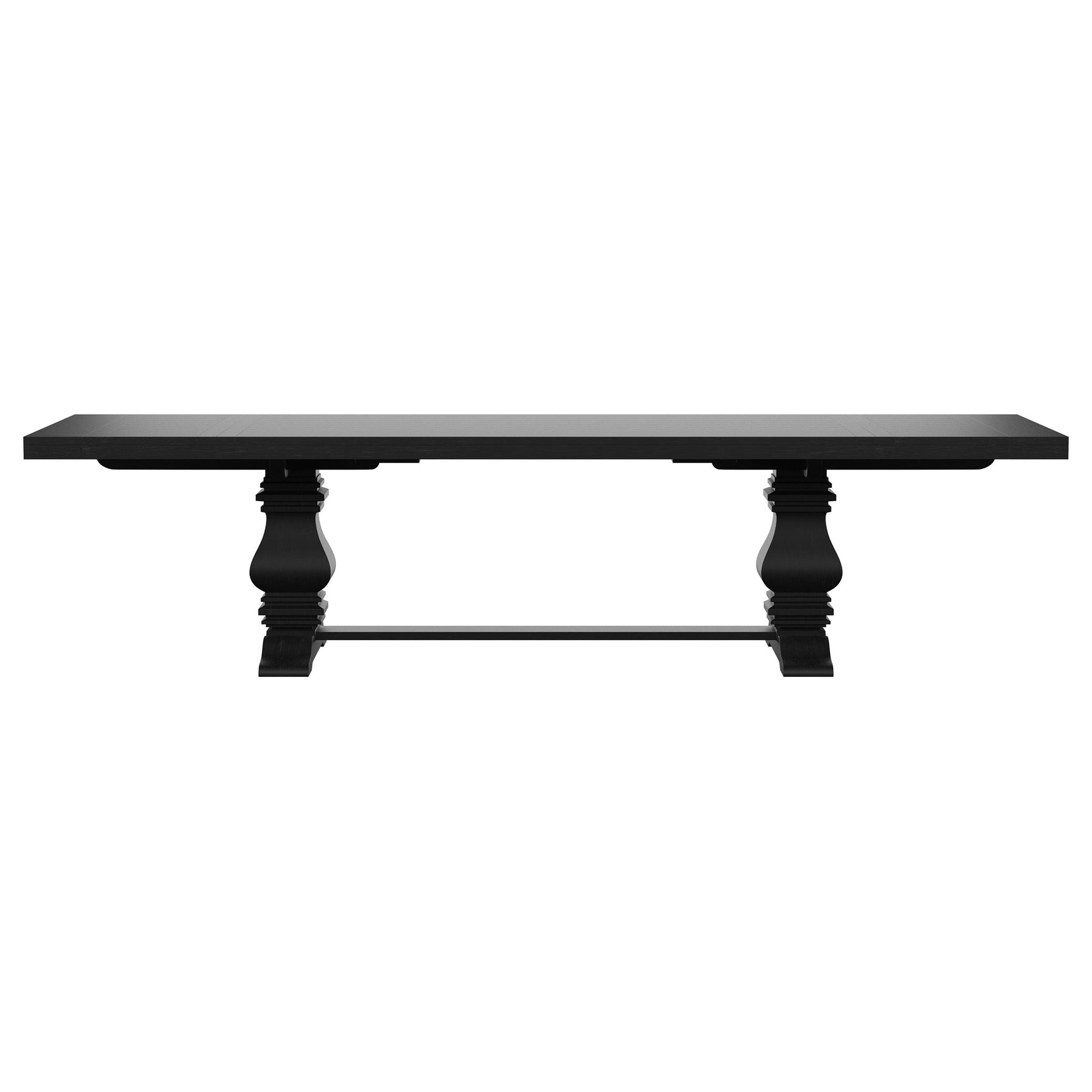Florence Distressed Black Rectangular Dining Room Table w/ 16" Leaf - Ornate Home