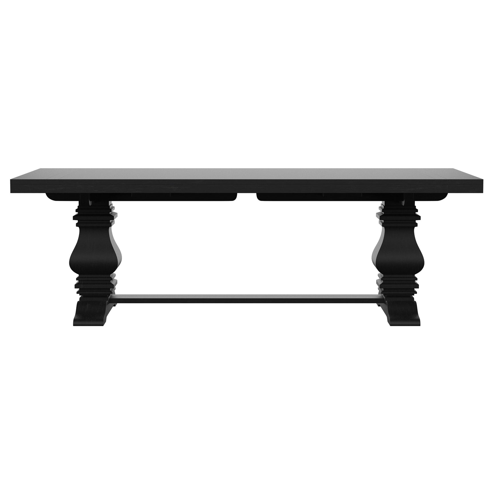 Florence Distressed Black Rectangular Dining Room Table w/ 16" Leaf - Ornate Home